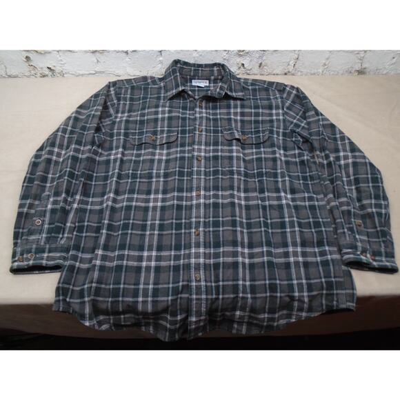 Carhartt Flannel Long Sleeve Shirt Mens XL Green Plaid Original Fit 100122-039 - Picture 1 of 11